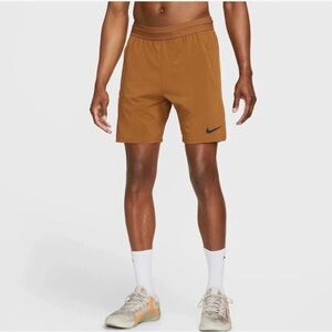 NIKE PRO DRI-FIT FLEX VENT MAX 8" SHORT SZ S Brown/Orange